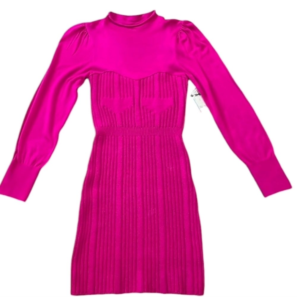 Anthropologie Turtleneck Sweater Dress Lightweight Rose Pullover Bodycon NWT SM - Picture 2 of 16